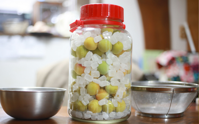 梅1㎏に対して氷砂糖1㎏