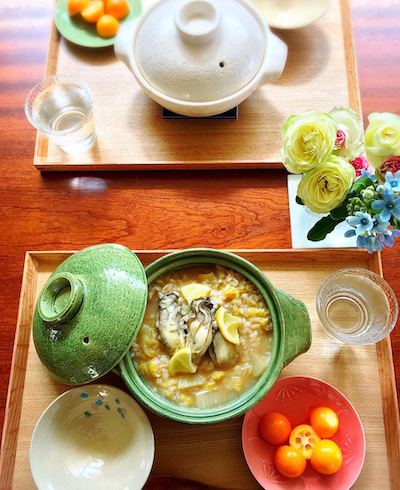 牡蠣の味噌雑炊