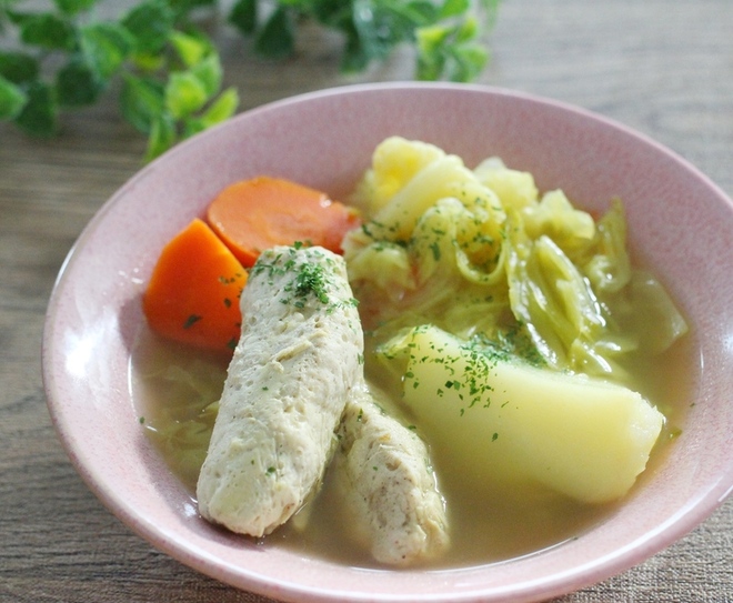 ヒハツレシピ(1)鶏肉のウインナー風入りポトフ