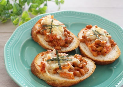 免疫力アップのレシピ♫納豆キムチーズトースト